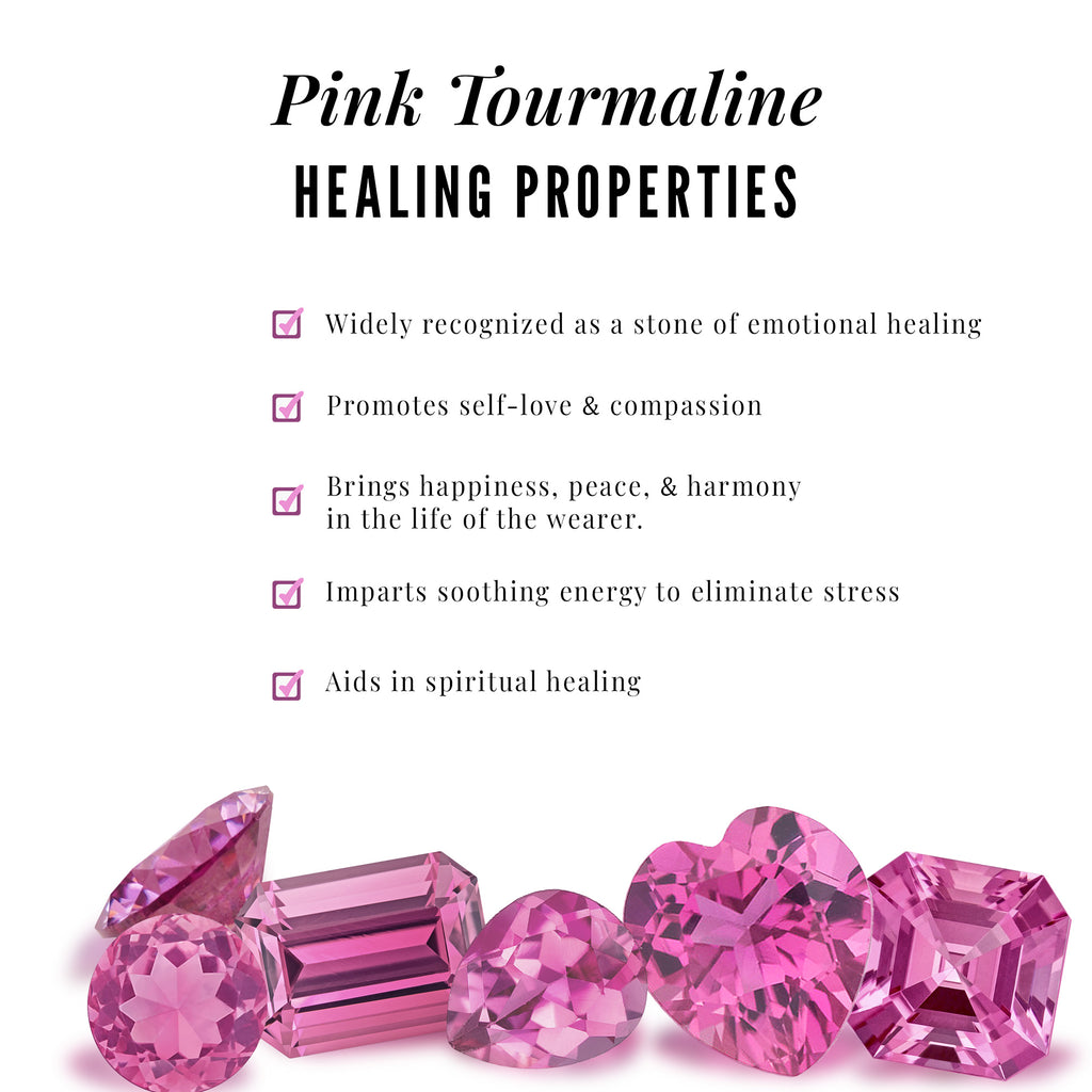 Round Pink Tourmaline Halo Beaded Pendant with Diamond Pink Tourmaline - ( AAA ) - Quality - Rosec Jewels