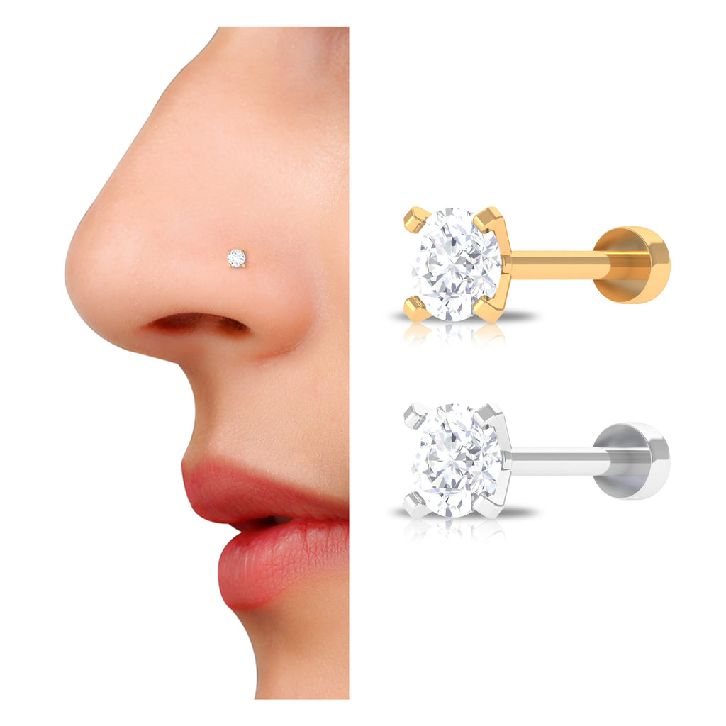 Natural Diamond Nose Pin Stud Diamond - ( HI-SI ) - Color and Clarity - Rosec Jewels