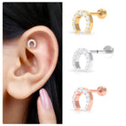 Moissanite Horse Shoe Cartilage Earring in Gold Moissanite - ( D-VS1 ) - Color and Clarity - Rosec Jewels