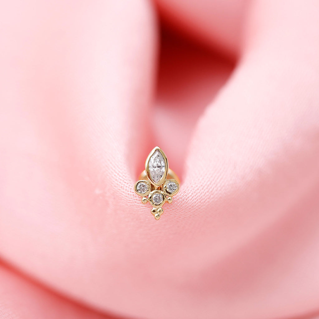 Bezel Set Moissanite Designer Earring for Conch Piercing Moissanite - ( D-VS1 ) - Color and Clarity - Rosec Jewels
