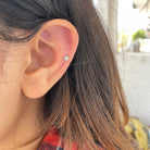Dainty Diamond Gold Beaded Conch Earring Diamond - ( HI-SI ) - Color and Clarity - Rosec Jewels