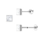 Princess Cut Moissanite Solitaire Conch Earring Moissanite - ( D-VS1 ) - Color and Clarity - Rosec Jewels
