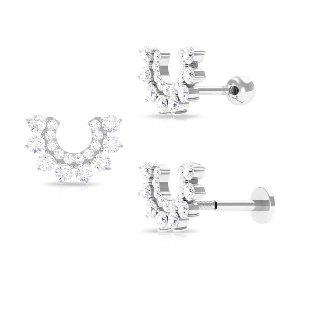 Certified Moissanite Cluster Curved Conch Earring Moissanite - ( D-VS1 ) - Color and Clarity - Rosec Jewels