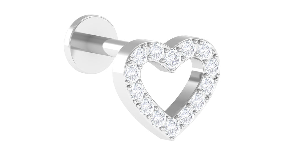 Cute Moissanite Open Heart Earring for Helix Piercing Moissanite - ( D-VS1 ) - Color and Clarity - Rosec Jewels
