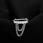 Real Diamond Conch Hoop Earring with Double Gold Chain Diamond - ( HI-SI ) - Color and Clarity - Rosec Jewels