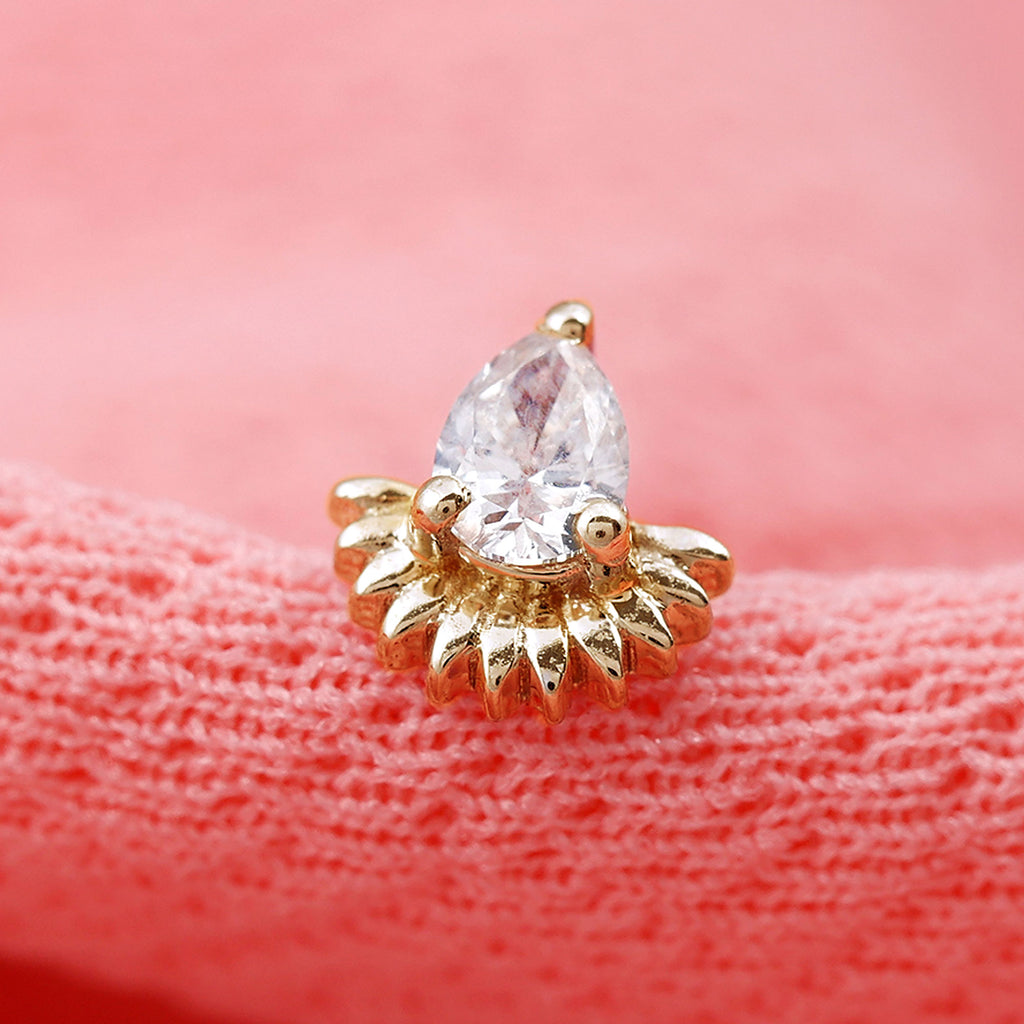 Pear Shape Moissanite Unique Cartilage Earring Moissanite - ( D-VS1 ) - Color and Clarity - Rosec Jewels