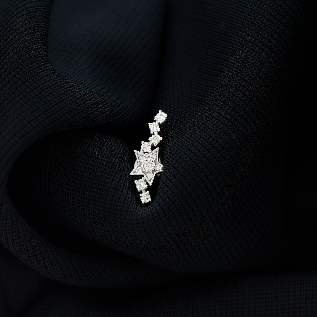 Real Diamond Celestial Crawler Cartilage Earring in Gold Diamond - ( HI-SI ) - Color and Clarity - Rosec Jewels