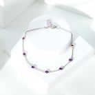3/4 CT Bezel Set Amethyst Station Chain Bracelet Amethyst - ( AAA ) - Quality - Rosec Jewels