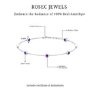 3/4 CT Bezel Set Amethyst Station Chain Bracelet Amethyst - ( AAA ) - Quality - Rosec Jewels