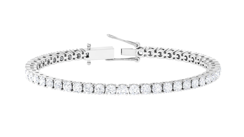 Certified Moissanite Tennis Bracelet in Prong Setting, Chain Size 7.0 Inches With Silver - Rosec Jewels