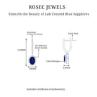 2.5 CT Silver Hoop Drop Earrings with Created Blue Sapphire and Moissanite Halo - Rosec Jewels