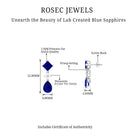4.75 CT Created Blue Sapphire Silver Drop Earrings with Moissanite Lab Created Blue Sapphire - ( AAAA ) - Quality 92.5 Sterling Silver - Rosec Jewels