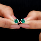 1.5 CT Bezel Set Created Emerald Solitaire Stud Earrings in Silver Lab Created Emerald - ( AAAA ) - Quality 92.5 Sterling Silver - Rosec Jewels