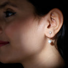 7 MM Freshwater Pearl Drop and Diamond Chain Earrings Freshwater Pearl - ( AAA ) - Quality - Rosec Jewels
