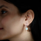 Cushion Cut Solitaire Ethiopian Opal Drop Earrings in Silver Ethiopian Opal - ( AAA ) - Quality 92.5 Sterling Silver - Rosec Jewels