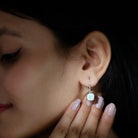 Cushion Cut Solitaire Ethiopian Opal Drop Earrings in Silver Ethiopian Opal - ( AAA ) - Quality 92.5 Sterling Silver - Rosec Jewels
