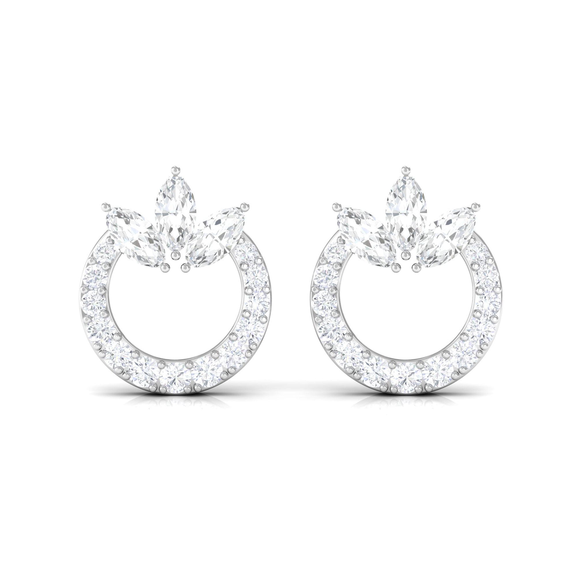 Nature Inspired Diamond Eternity Stud Earrings Diamond - ( HI-SI ) - Color and Clarity - Rosec Jewels