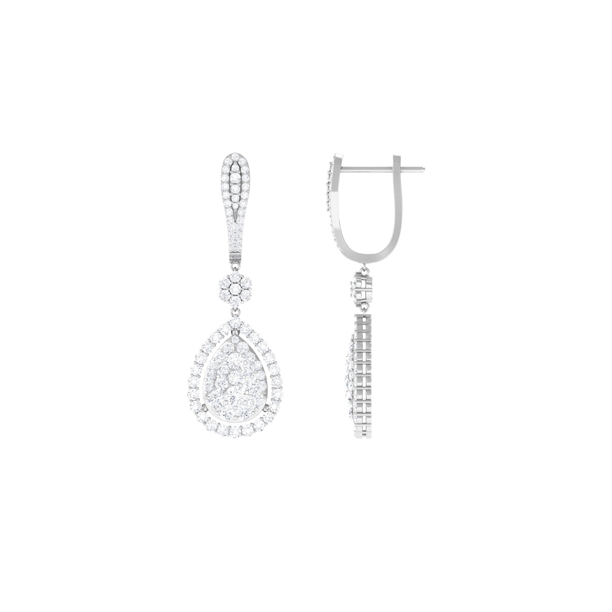 Certified Moissanite Drop Earrings For Women Moissanite - ( D-VS1 ) - Color and Clarity 92.5 Sterling Silver - Rosec Jewels