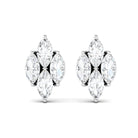 Marquise Cut Real Diamond Cluster Stud Earrings Diamond - ( HI-SI ) - Color and Clarity - Rosec Jewels