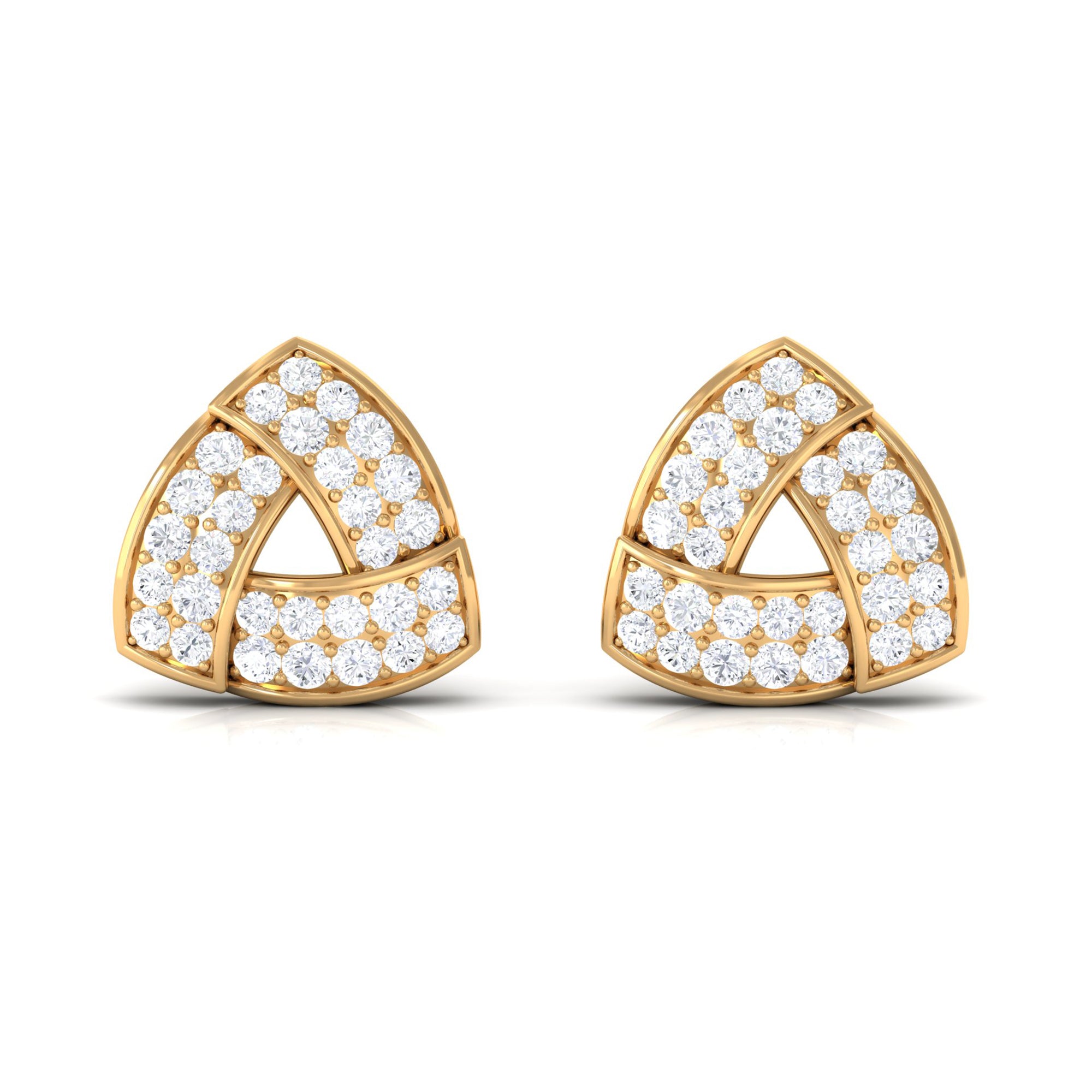 Minimal Triangle Shape Stud Earrings with Diamond Diamond - ( HI-SI ) - Color and Clarity - Rosec Jewels