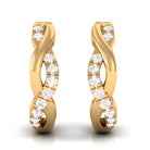 Real Diamond Braided Hinged Hoop Earrings Diamond - ( HI-SI ) - Color and Clarity - Rosec Jewels