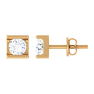 Bar Set Round Diamond Solitaire Stud Earrings Diamond - ( HI-SI ) - Color and Clarity - Rosec Jewels