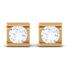 Bar Set Round Diamond Solitaire Stud Earrings Diamond - ( HI-SI ) - Color and Clarity - Rosec Jewels