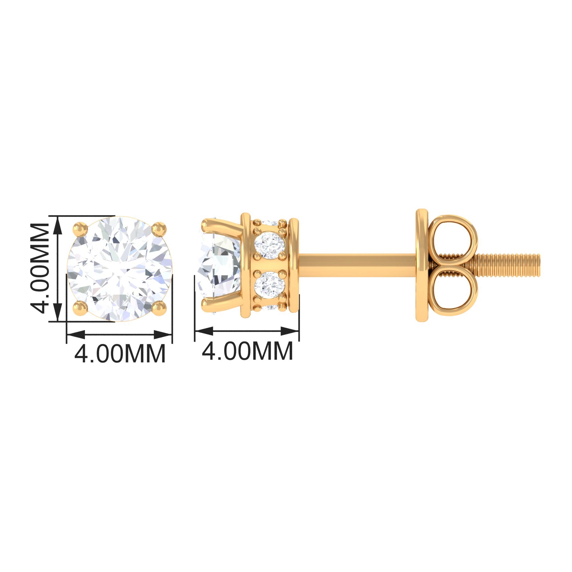 Prong Set Round Diamond Solitaire Stud Earrings Diamond - ( HI-SI ) - Color and Clarity - Rosec Jewels