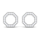 Diamond Open Octagon Stud Earrings in Gold Diamond - ( HI-SI ) - Color and Clarity - Rosec Jewels