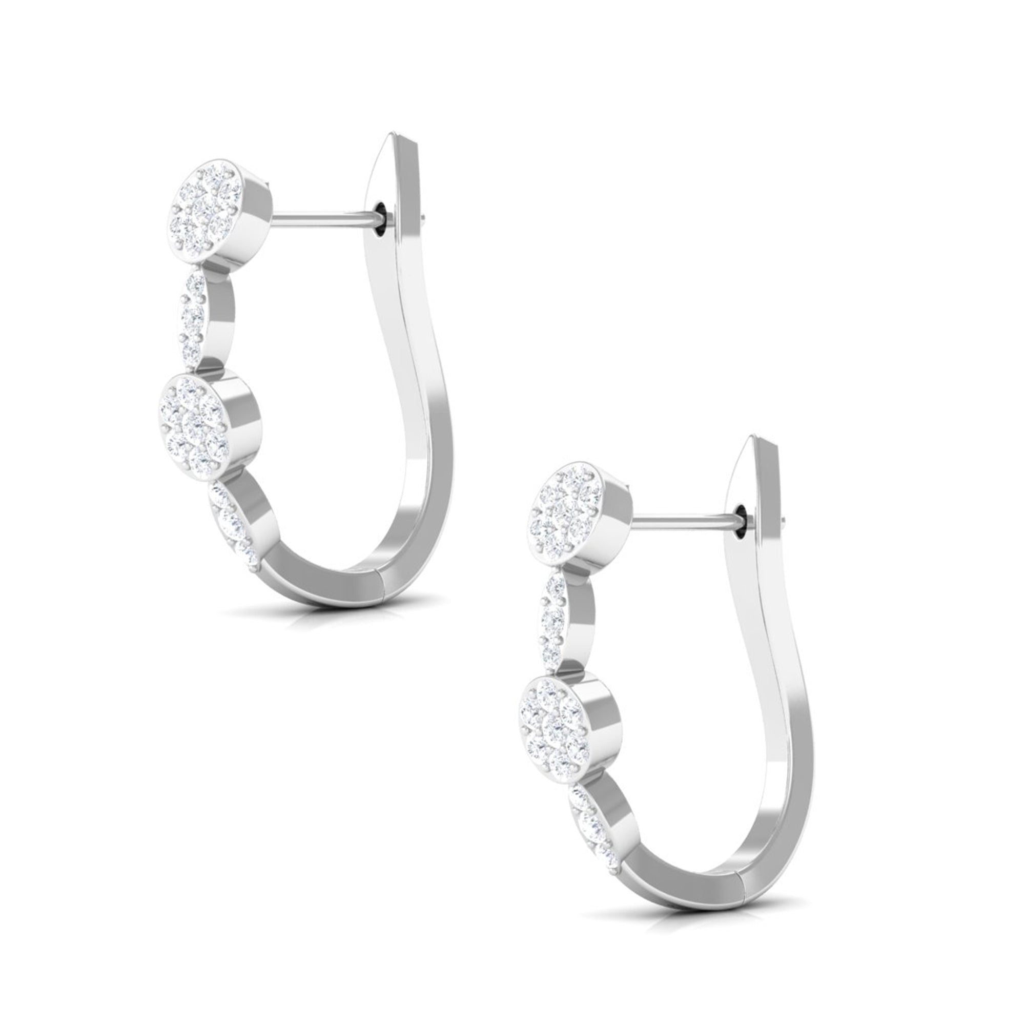 Natural Diamond Classic J Hoop Earrings in Gold Diamond - ( HI-SI ) - Color and Clarity - Rosec Jewels