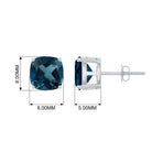 8 MM Cushion Cut London Blue Topaz Solitaire Stud Earrings London Blue Topaz - ( AAA ) - Quality - Rosec Jewels
