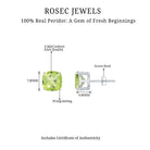 4.25 CT Cushion Cut Peridot Solitaire Stud Earrings in Silver Peridot - ( AAA ) - Quality 92.5 Sterling Silver - Rosec Jewels