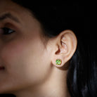 4.25 CT Cushion Cut Peridot Solitaire Stud Earrings Peridot - ( AAA ) - Quality - Rosec Jewels