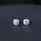1 CT Classic Aquamarine and Diamond Halo Stud Earrings Aquamarine - ( AAA ) - Quality - Rosec Jewels