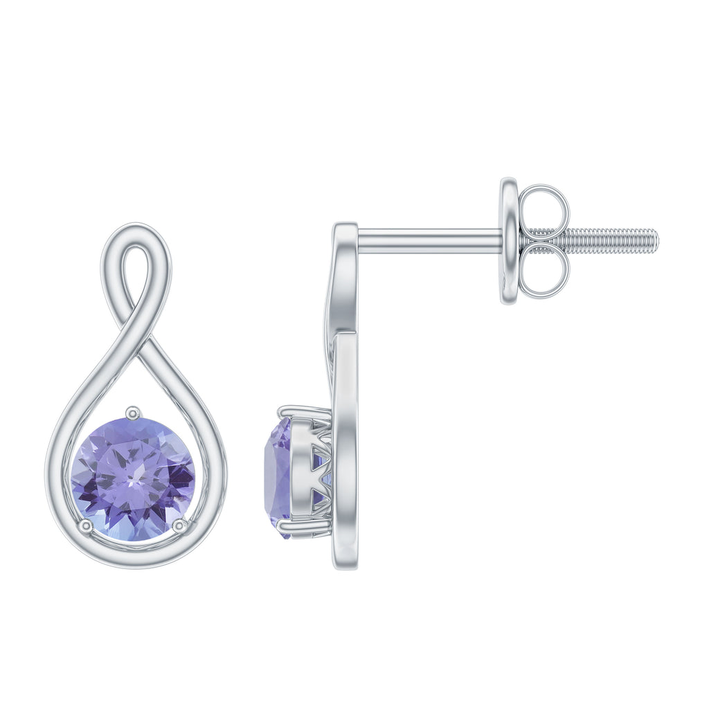 1/2 CT Round Shape Tanzanite Infinity Stud Earring for Women Tanzanite - ( AAA ) - Quality - Rosec Jewels
