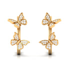 Butterfly Inspired Diamond Half Hoop Earrings Diamond - ( HI-SI ) - Color and Clarity - Rosec Jewels