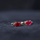 8X4 MM Marquise Cut Created Ruby Solitaire Stud Earring Lab Created Ruby - ( AAAA ) - Quality - Rosec Jewels