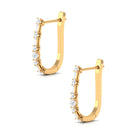 Baguette and Round Cut Diamond J Hoop Earrings Diamond - ( HI-SI ) - Color and Clarity - Rosec Jewels
