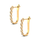 Real Diamond Twisted Rope J Hoop Earrings Diamond - ( HI-SI ) - Color and Clarity - Rosec Jewels