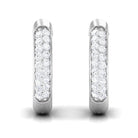 Pave Set Natural Diamond Minimal Hinged Hoop Earrings Diamond - ( HI-SI ) - Color and Clarity - Rosec Jewels