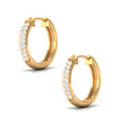 Pave Set Natural Diamond Minimal Hinged Hoop Earrings Diamond - ( HI-SI ) - Color and Clarity - Rosec Jewels