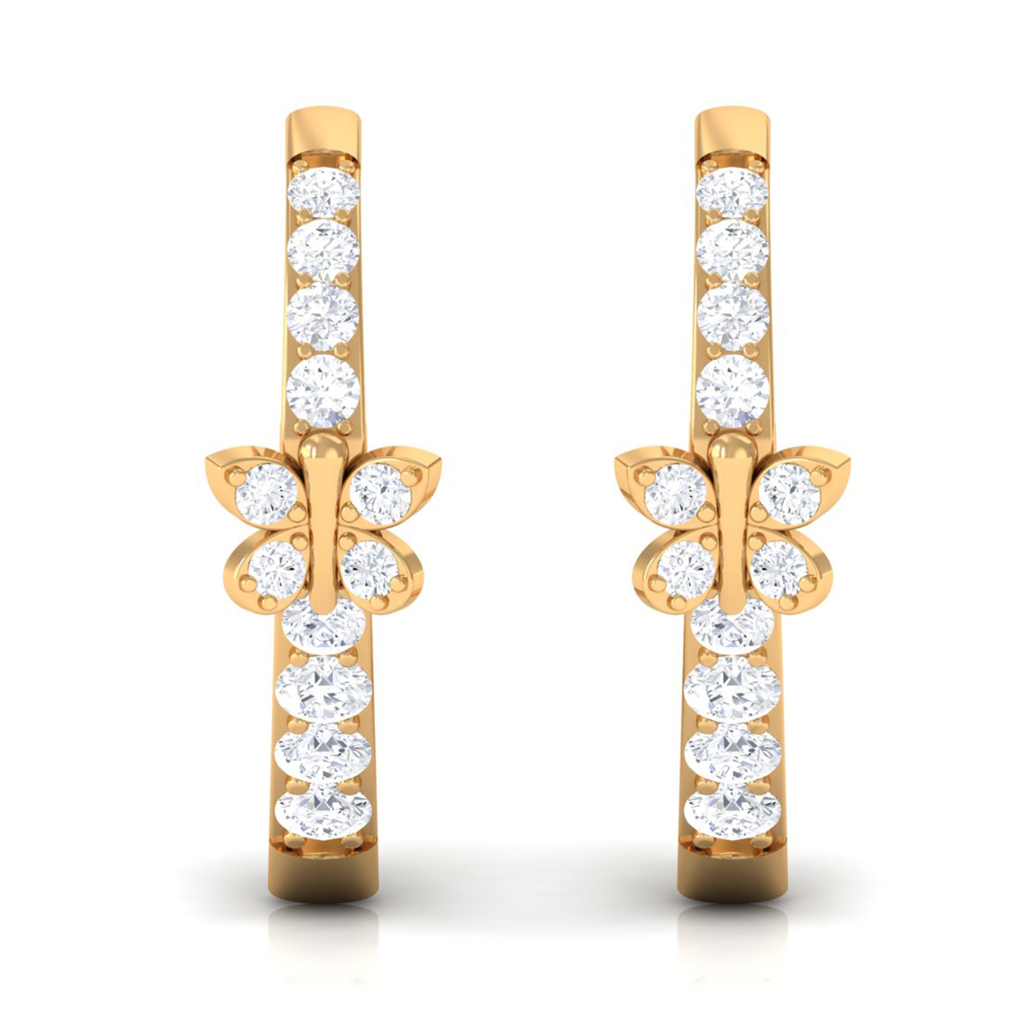Round Diamond Butterfly Hinged Hoop Earrings Diamond - ( HI-SI ) - Color and Clarity - Rosec Jewels