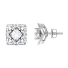 Flower Stud Earrings with Round Shape Diamond Diamond - ( HI-SI ) - Color and Clarity - Rosec Jewels