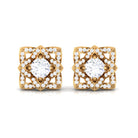 Flower Stud Earrings with Round Shape Diamond Diamond - ( HI-SI ) - Color and Clarity - Rosec Jewels