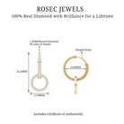 Natural Diamond Eternity Hoop Drop Earring Diamond - ( HI-SI ) - Color and Clarity - Rosec Jewels