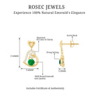 Round Emerald and Diamond Heart Drop Earrings Emerald - ( AAA ) - Quality - Rosec Jewels