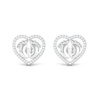 Diamond Heart Stud Earrings with Gold Baby Feet Diamond - ( HI-SI ) - Color and Clarity - Rosec Jewels
