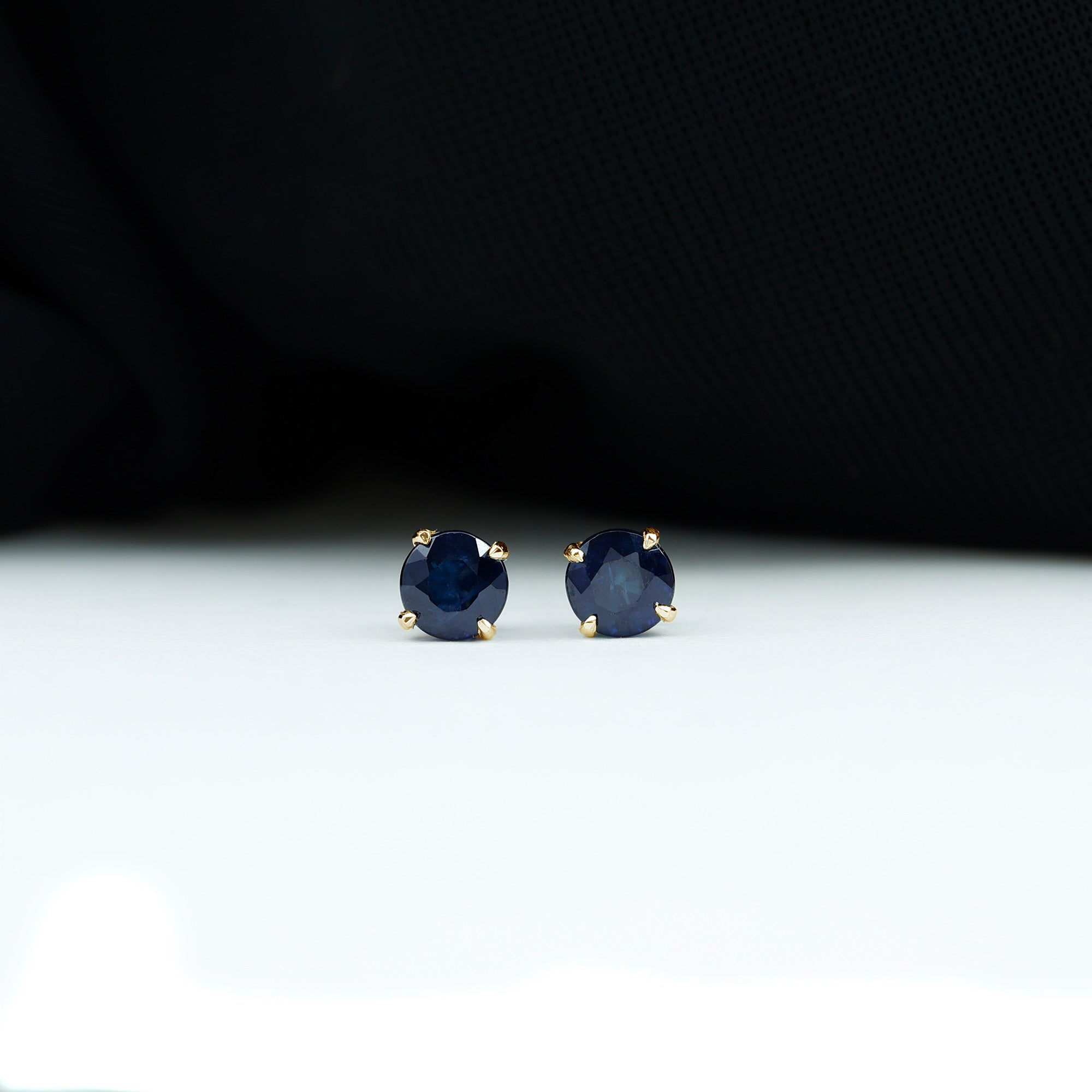 5 MM Round Blue Sapphire Solitaire Stud Earrings in Claw Setting Blue Sapphire - ( AAA ) - Quality - Rosec Jewels