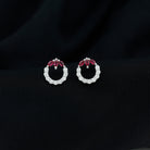 Marquise Cut Created Ruby and Moissanite Eternity Stud Earrings in Silver Lab Created Ruby - ( AAAA ) - Quality 92.5 Sterling Silver - Rosec Jewels