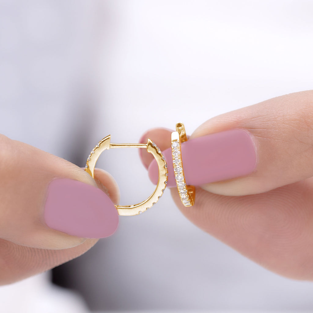 Round Shaped Diamond Hoop Earrings Diamond - ( HI-SI ) - Color and Clarity - Rosec Jewels